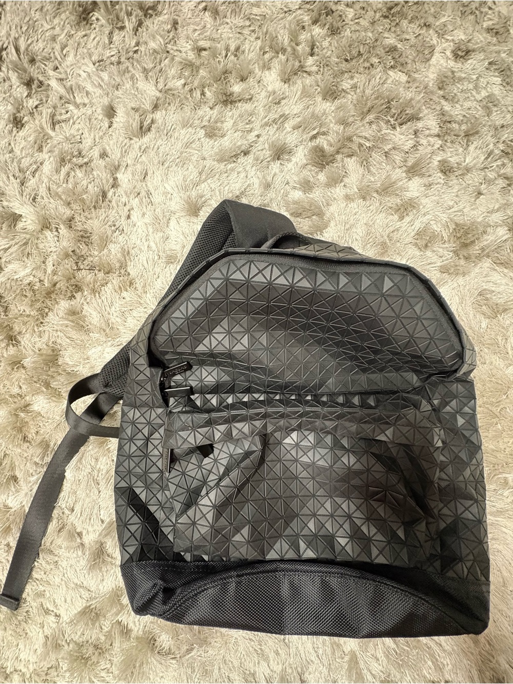 BAOBAO Issey Miyake Black Geometric Textured Men's Backpack